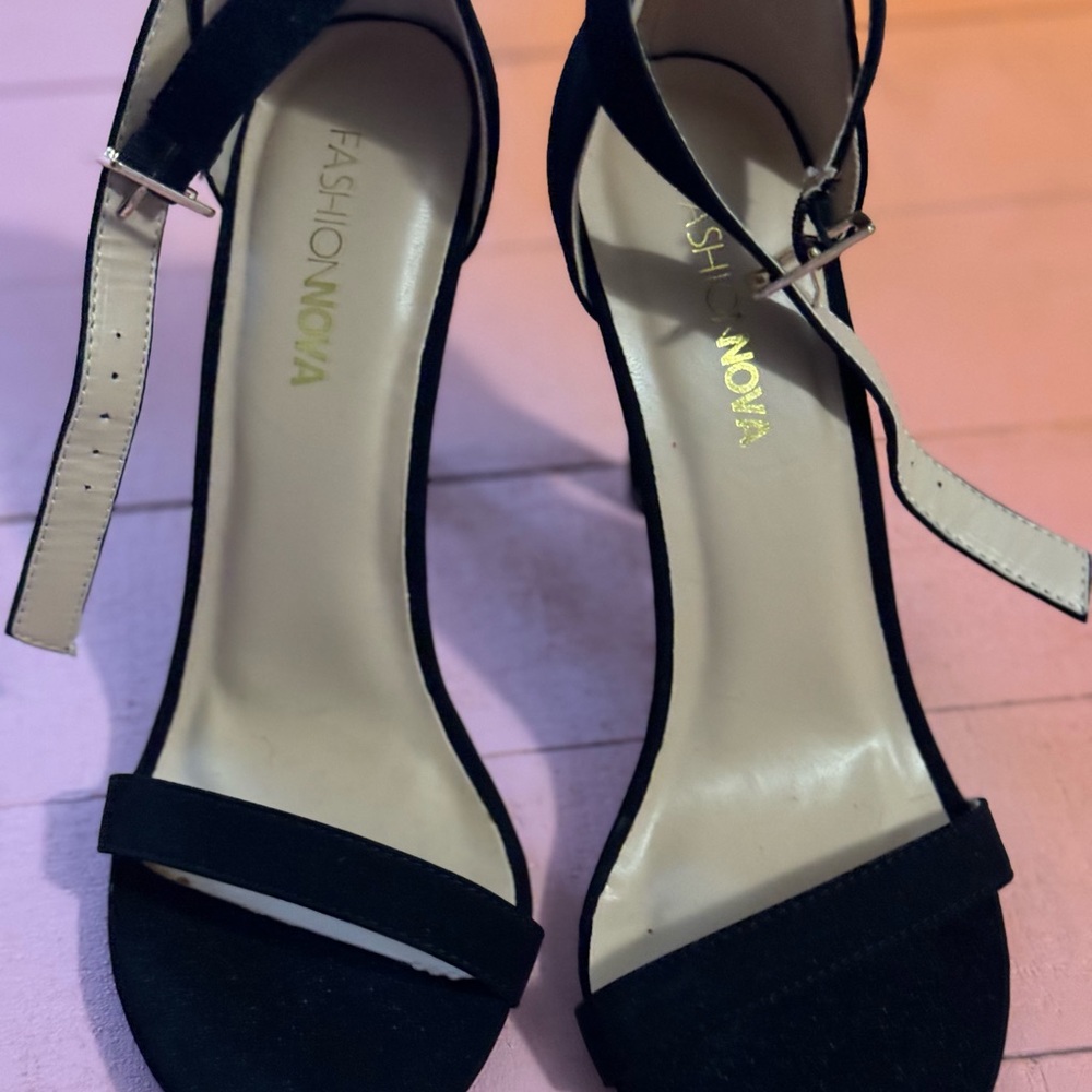 Fashion Nova Black and Cream Women's Heels